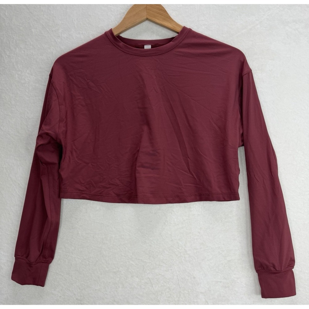 Lululemon Women's Long Sleeve Crop Top in Wine Size 0